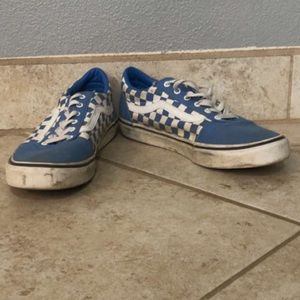 Blue and white checkered vans size 5.5